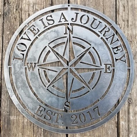 Personalized Compass Rose Metal Sign Personalized Wedding T Compass