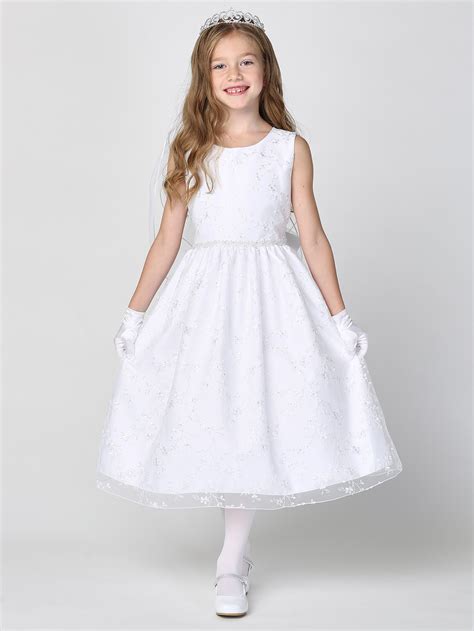 Embroidered Tulle First Communion Dress With Sequins