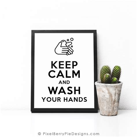 Keep Calm And Wash Your Hands 8×10 Art Print Pixel Berry Pie Designs