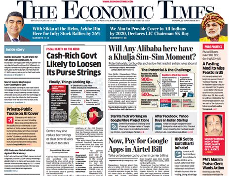 Economic Times Newspaper Enewspaper Economic Times Economic Times
