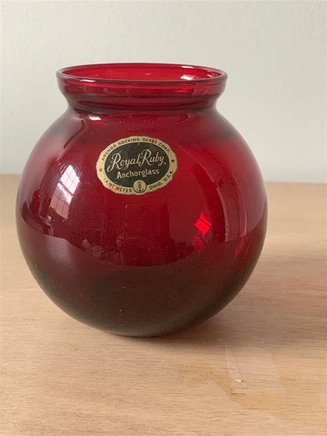 Vintage Royal Ruby Anchor Glass 4 Small Vase Etsy