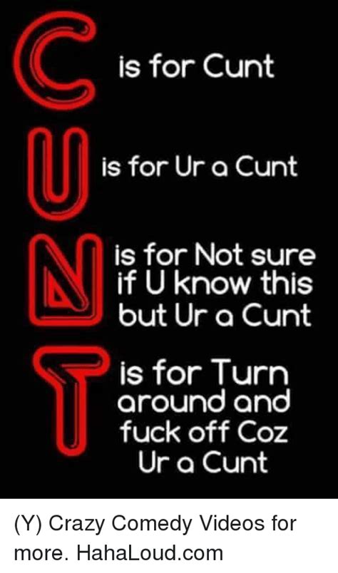Is For Cunt Is For Ur A Cunt Is For Not Sure If Know This But Ur A Cunt