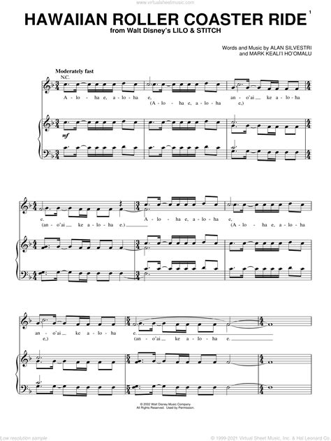 Hawaiian Roller Coaster Ride From Lilo And Stitch Sheet Music For