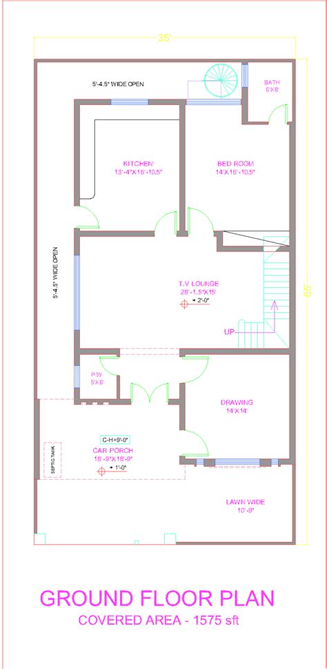 3d Front 10 Marla House Plan Layout