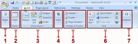Mengenal Fungsi Icon Tab Insert Pada Microsoft Word 2007