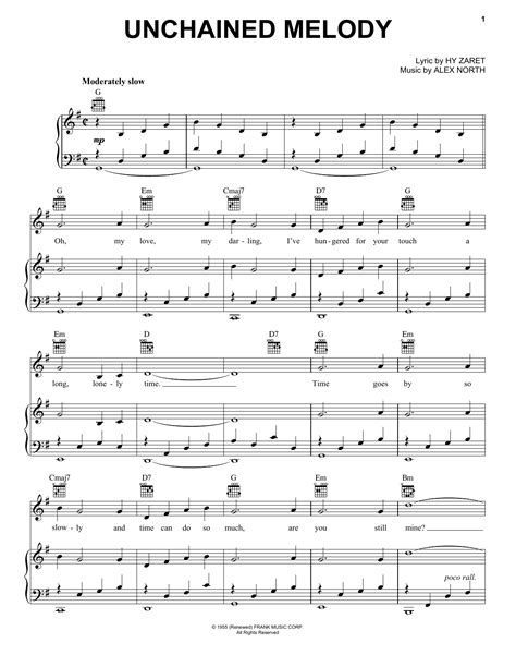 The Righteous Brothers Unchained Melody Sheet Music And Printable Pdf Music Notes Easy Sheet