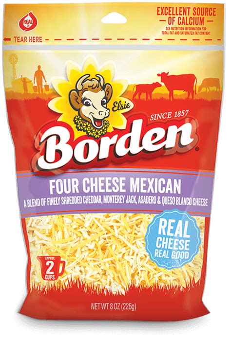 Finely Shredded Four Cheese Mexican Shreds Borden® Cheese