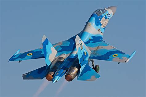 Ukrainian Air Force Sukhoi Su 27ub Full Throttle Aircraft Wallpaper