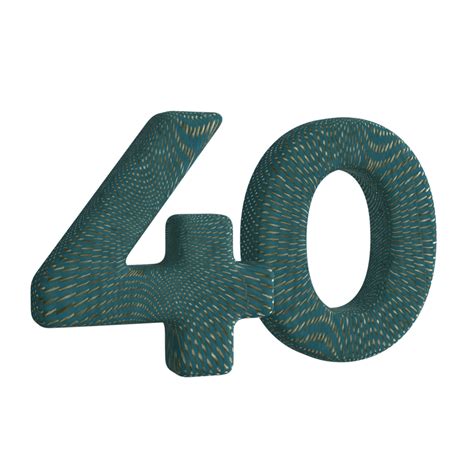 Number 40 3d Render With Green Fabric Material 28634336 Png