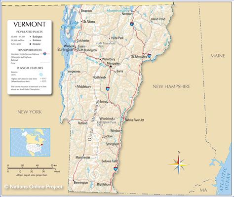 Reference Maps of Vermont, USA - Nations Online Project