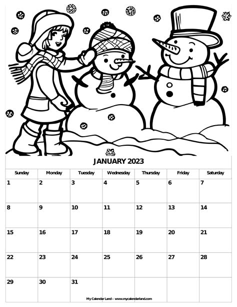 January 2023 Calendar My Calendar Land
