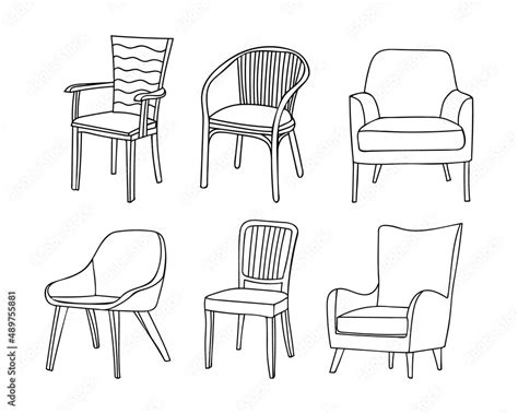 Chair Doodle Icons Collection In Vector Hand Drawn Chair Icons Set In