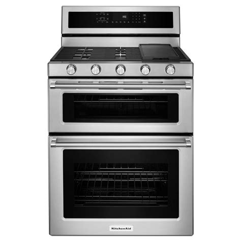 Kitchenaid Stainless Steel Freestanding Double Oven Convection Gas Range 60 Cu Ft