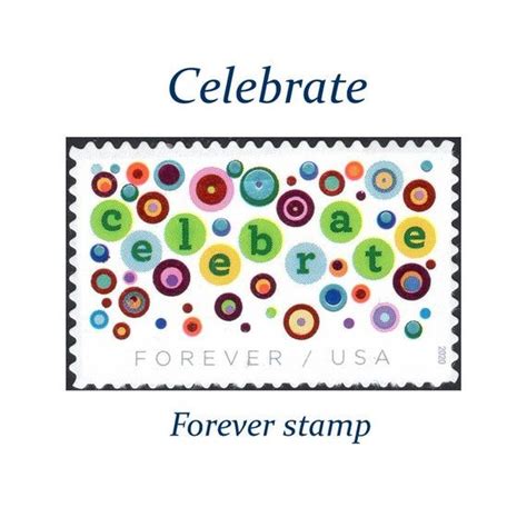 Set Of 10 Lets Celebrate Forever Stamps 55c Etsy In 2021 Forever