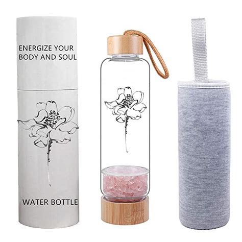 Buy Bamboo Wellness Crystal Elixir Infused Gem Water Bottle Natural Gemstone Crystal Water