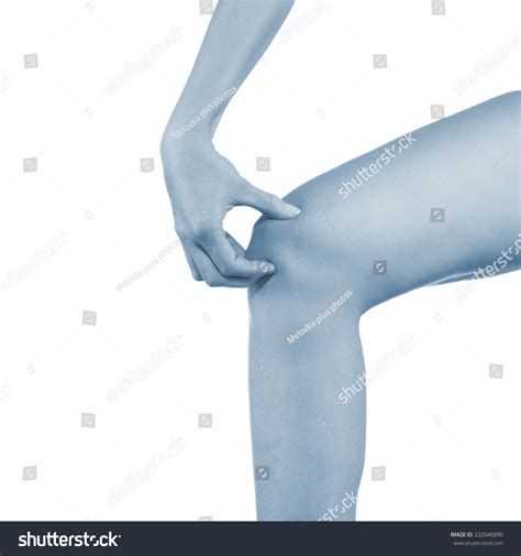Pain Woman Knee Female Holding Hands Stock Photo Edit Now 232046890