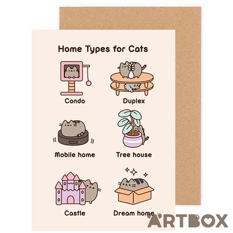 Buy Pusheen The Cat Home Types For Cats Greeting Card At Artbox