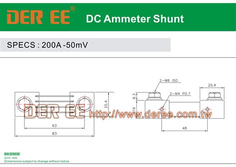 Dc Ammeter Shunt Sh D Series Der Ee