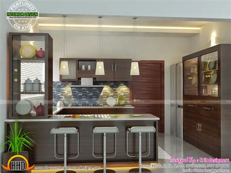 modern  unique dining kitchen interior kerala home