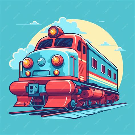 Un Tren De Dibujos Animados Con Un Frente Azul Y Rojo Y Un Frente Rojo Generativo Ai Foto Premium