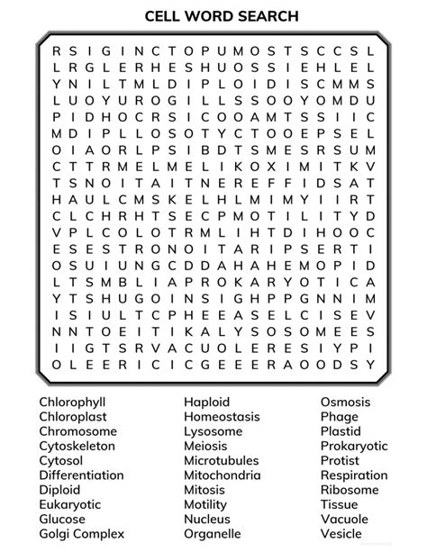 Cell Biology Word Search