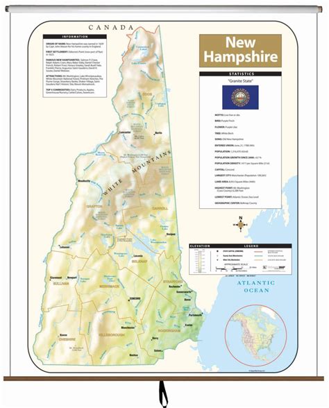 New Hampshire State Maps Free Shipping