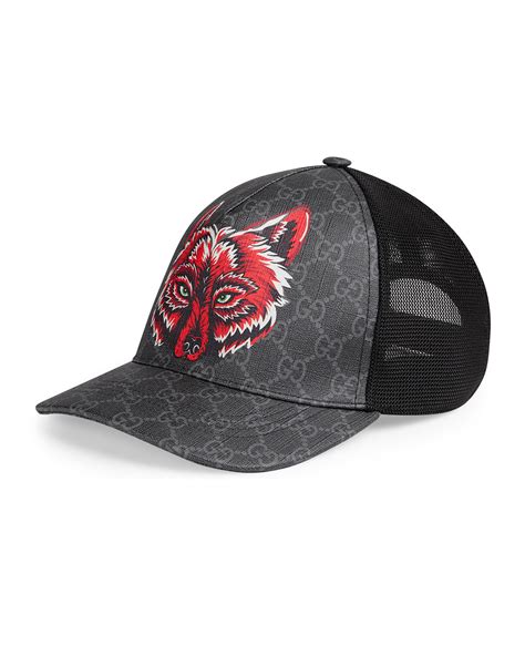 The gucci community shares the ideas of alessandro michele's creative vision of. Gucci Men's Wolf Head GG-Supreme Baseball Cap | Neiman Marcus