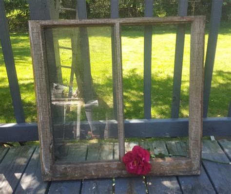 Vintage Wood Window Frame Two 2 Pane Architectural Salvaged Etsy