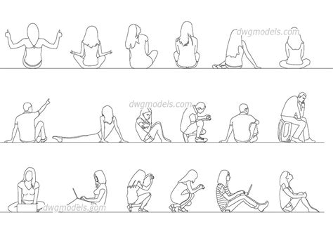 Sitting People Architecture Drawings Cad Blocks Architecture