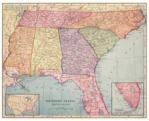 Southern States Map 1892 Available As Framed Prints Photos Wall Art