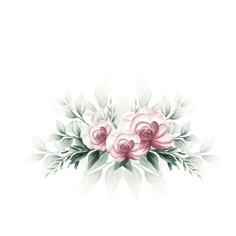Bouquet Of Pink Watercolor Flowers 13855158 Png