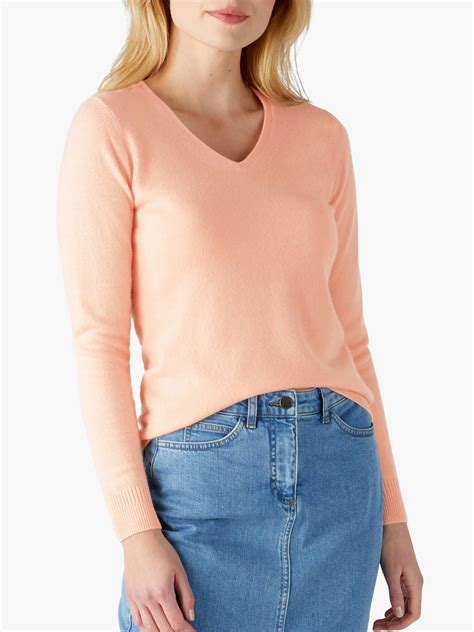 Pure Collection Cashmere V Neck Sweater Blush At John Lewis And Partners