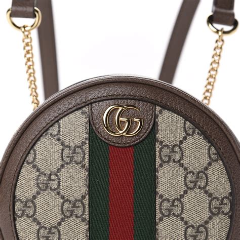 Gucci Gg Supreme Monogram Web Mini Ophidia Round Backpack Brown 618000