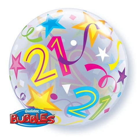 21st Birthday Brilliant Stars 22 Inch Qualatex Bubble Balloon Uninflat