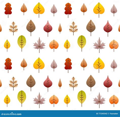 Vector Fall Leaves Tree Seamless Background Stock Vector Illustration