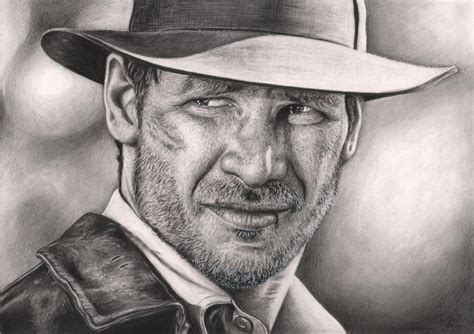Harrison Ford As Indiana Jones Graphite Drawing By Pen Tacular Artist
