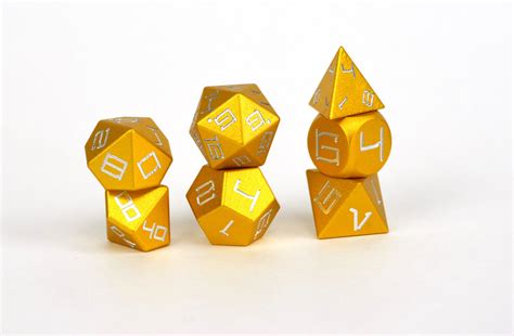 Yellow Aluminium Set Of 7 Level Up Dice