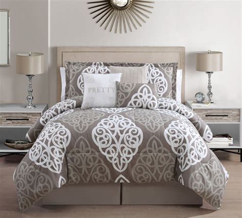 Shop wayfair for the best cute comforter sets. 7 Piece Queen Pretty Taupe/White Comforter Set | Comforter ...