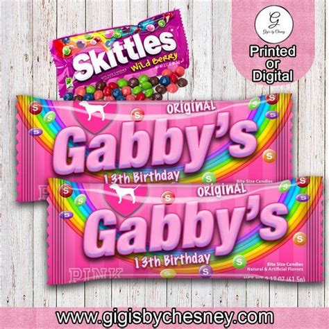 Vs Inspired Skittles Labels Candy Labels Custom Skittles Labels Vs Pink