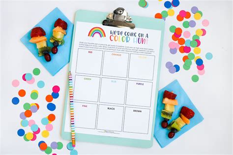 Printable Kids Color Scavenger Hunt (+ Rainbow Kebab Snack ...