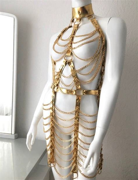 Dress With Chainsgold Chains Dress Etsy Chain Dress Chain Outfit
