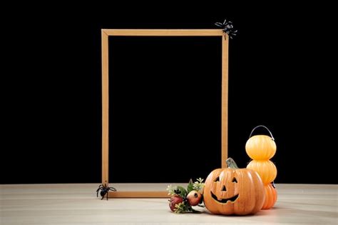 Premium Photo Frame And Jack O Lantern Halloween Decoration Pumpkin