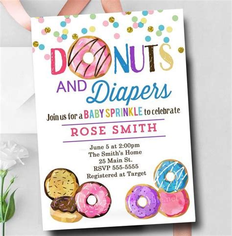 Donut Baby Sprinkle Invitation Donuts And Diapers Invite Printable