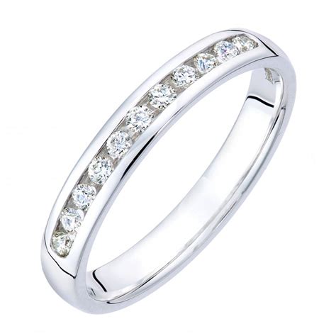 9ct White Gold Round 025 Carat Diamond Eternity 3mm Wedding Ring