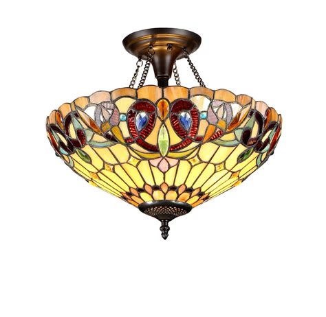 Amora lighting 2 light tiffany style and white ceiling hanging. Chloe Lighting Chloe Lighting Serenity 2-Light Tiffany ...