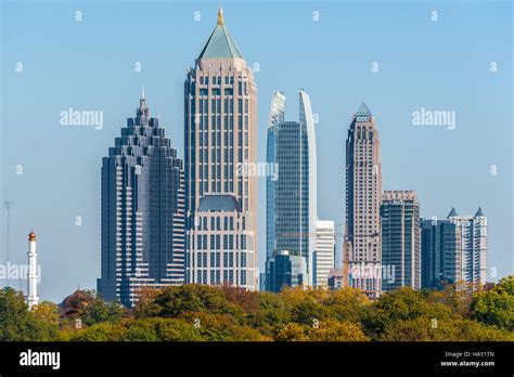 Midtown Atlanta Georgia Skyline With Commercial Buildings