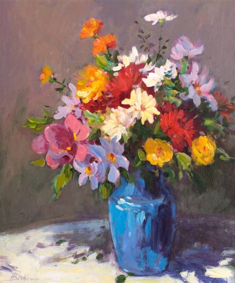 Peonies flowers background spring flowers invitation template card. Blue vase of Spring Flowers | Saatchi art, Saatchi and ...