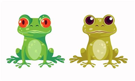 Premium Vector Set Of Green Frogs Cartoon Style Vector Illustration