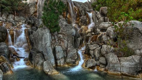 Download 1920x1080 Hd Wallpaper Waterfall Fir Tree Rock Amazing Colorado Usa Desktop Backgrounds Hd