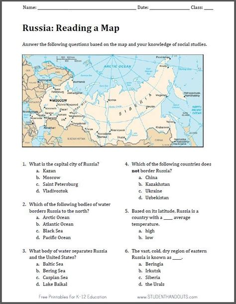 Each worksheet is visual, differentiated and fun. Russia - Free Printable Map Worksheet | Geography ...